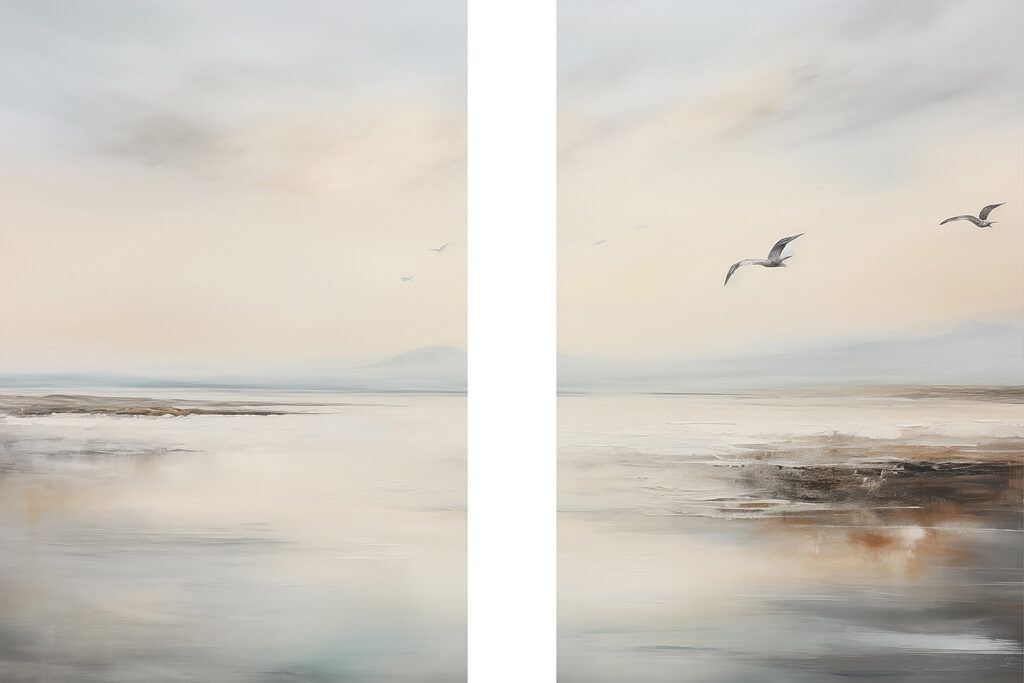 Bird flying over a beach