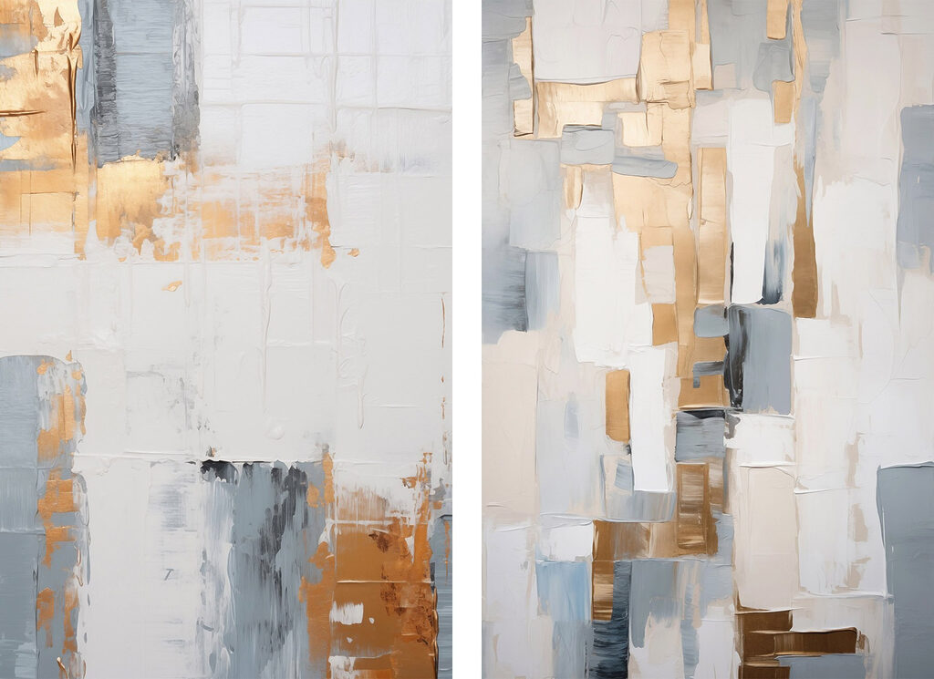 Two paintings of different colors