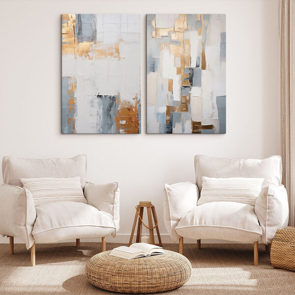 Two paintings of different colors