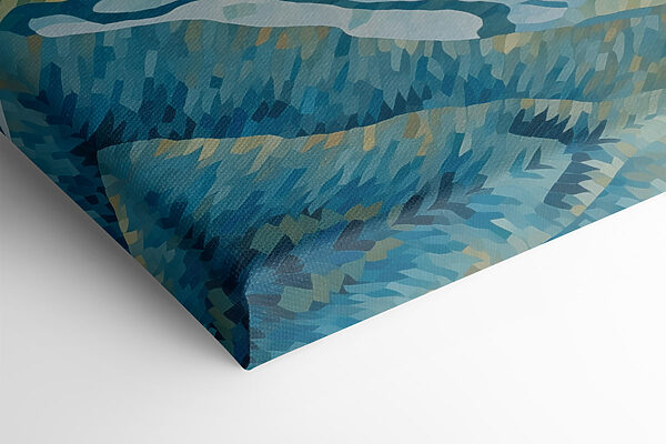 Painting of mountains and a river