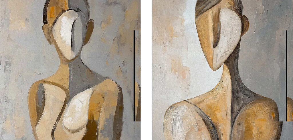 Collage of a painting of a woman