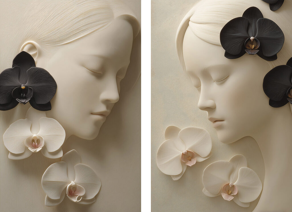 Collage of a woman's face with flowers