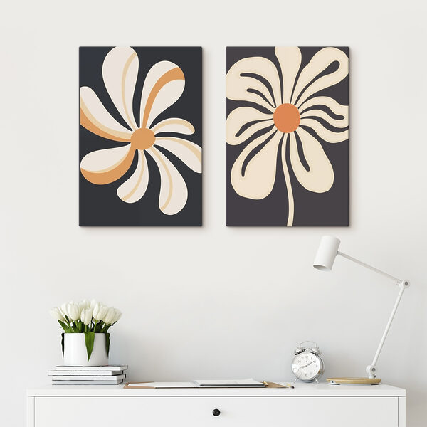 Bold floral designs in warm tones