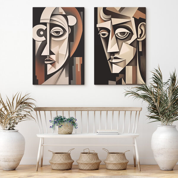 Couple of paintings of a man and woman