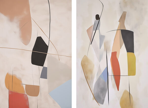 Collage of art on a wall