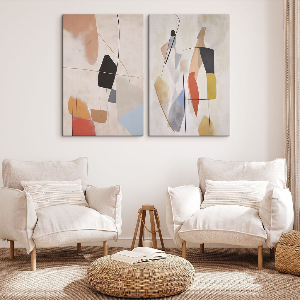 Collage of art on a wall