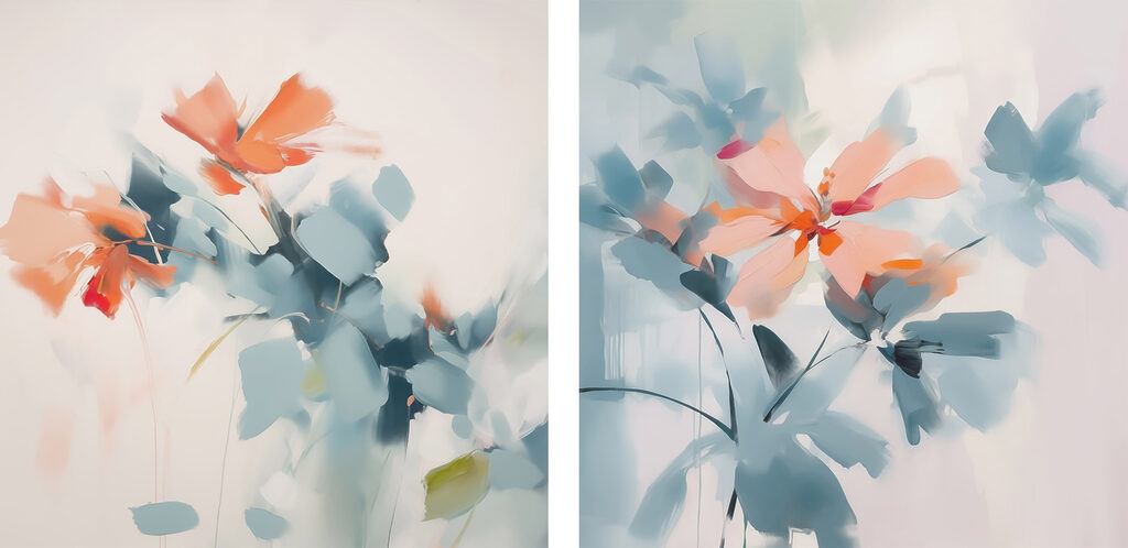 Painting of flowers and leaves
