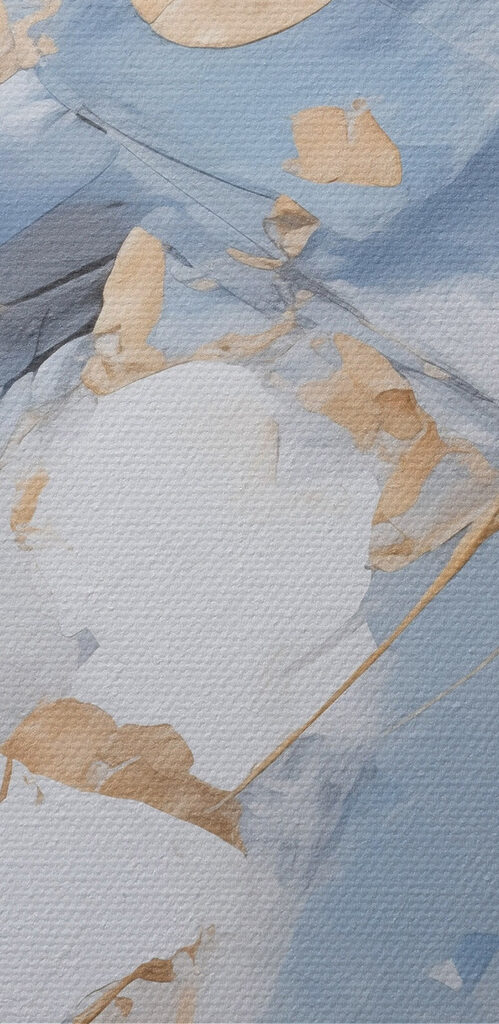 Two paintings of blue and white