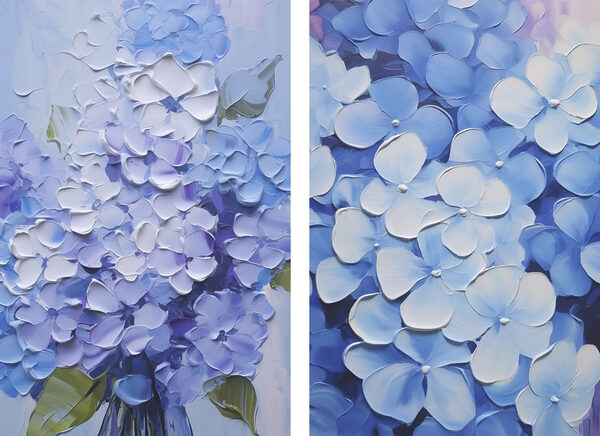Painting of flowers on canvas