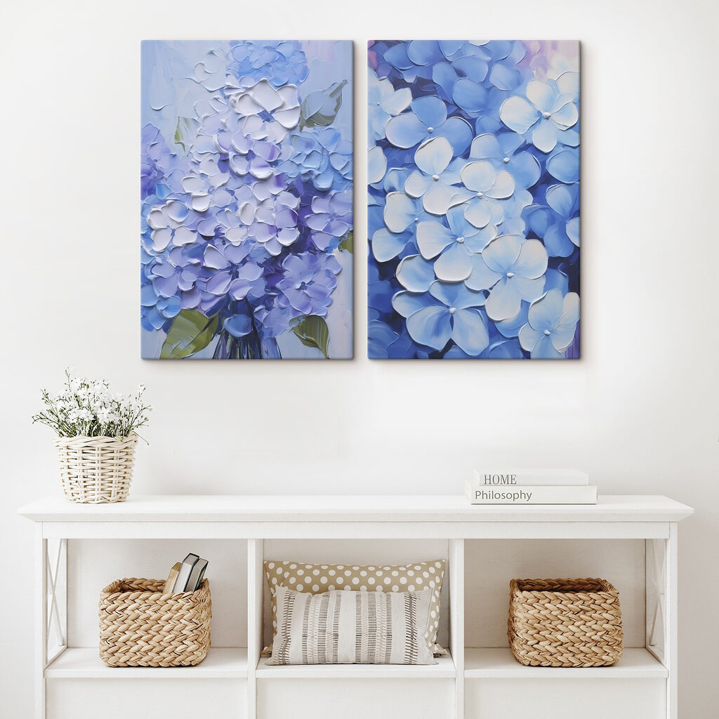 Painting of flowers on canvas