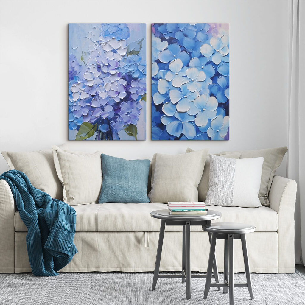 Painting of flowers on canvas
