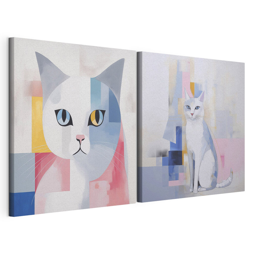 Two paintings of a cat