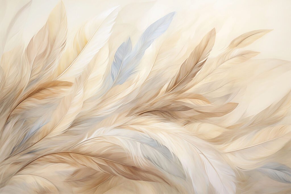 Soft, flowing feathers in warm tones Soft, flowing feathers in warm tones