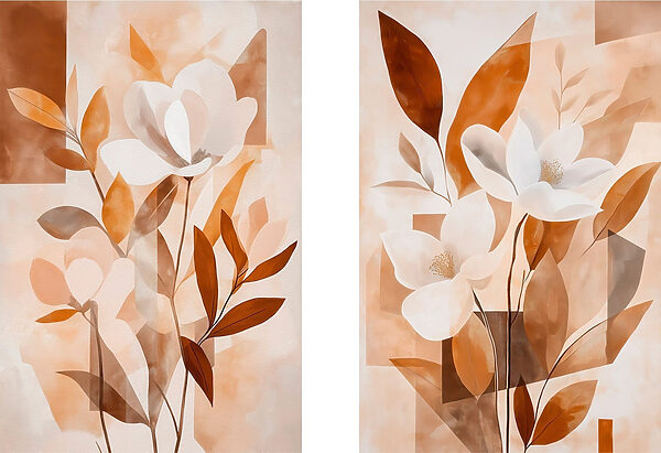 Painting of flowers and leaves