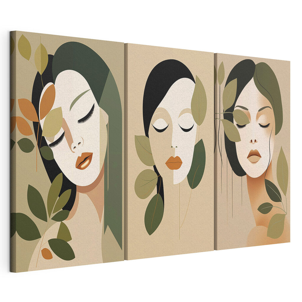 Woman's face with leaves