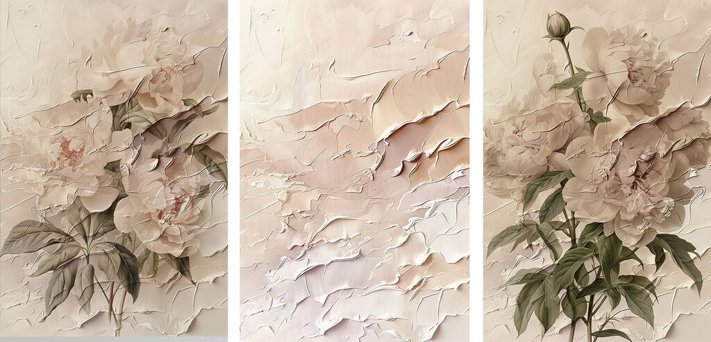 Painting of flowers on a wall Painting of flowers on a wall
