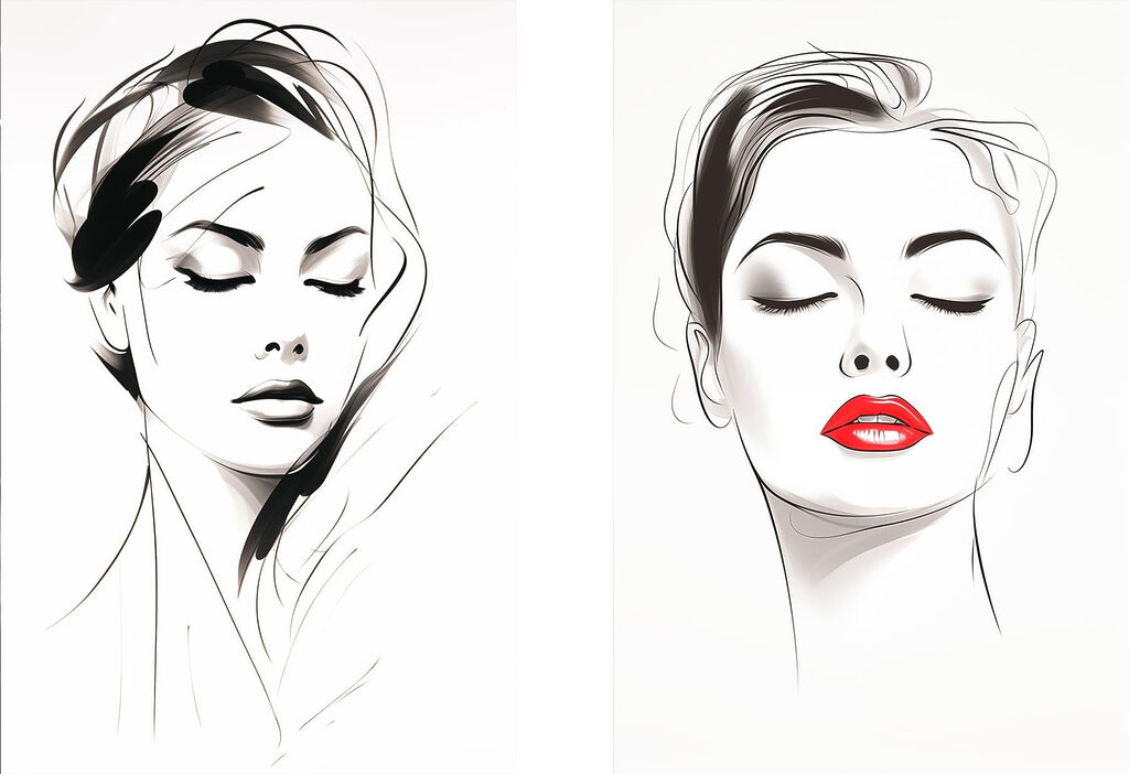 Woman's face with red lips
