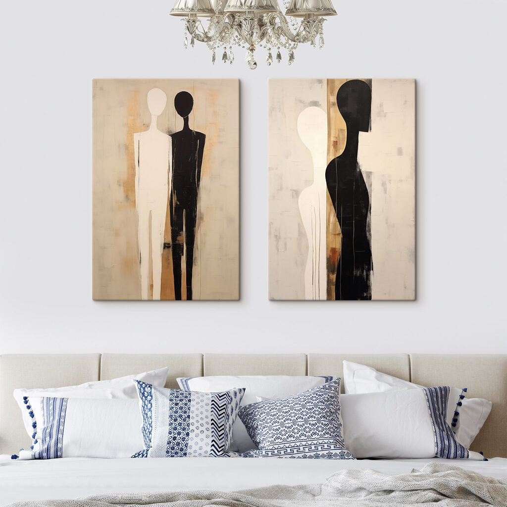 Couple of black and white figures