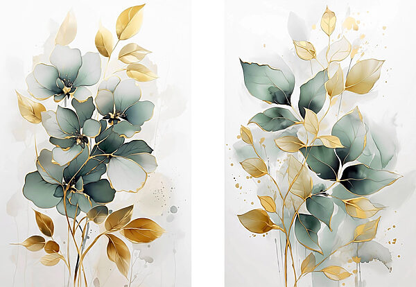 Painting of flowers and leaves