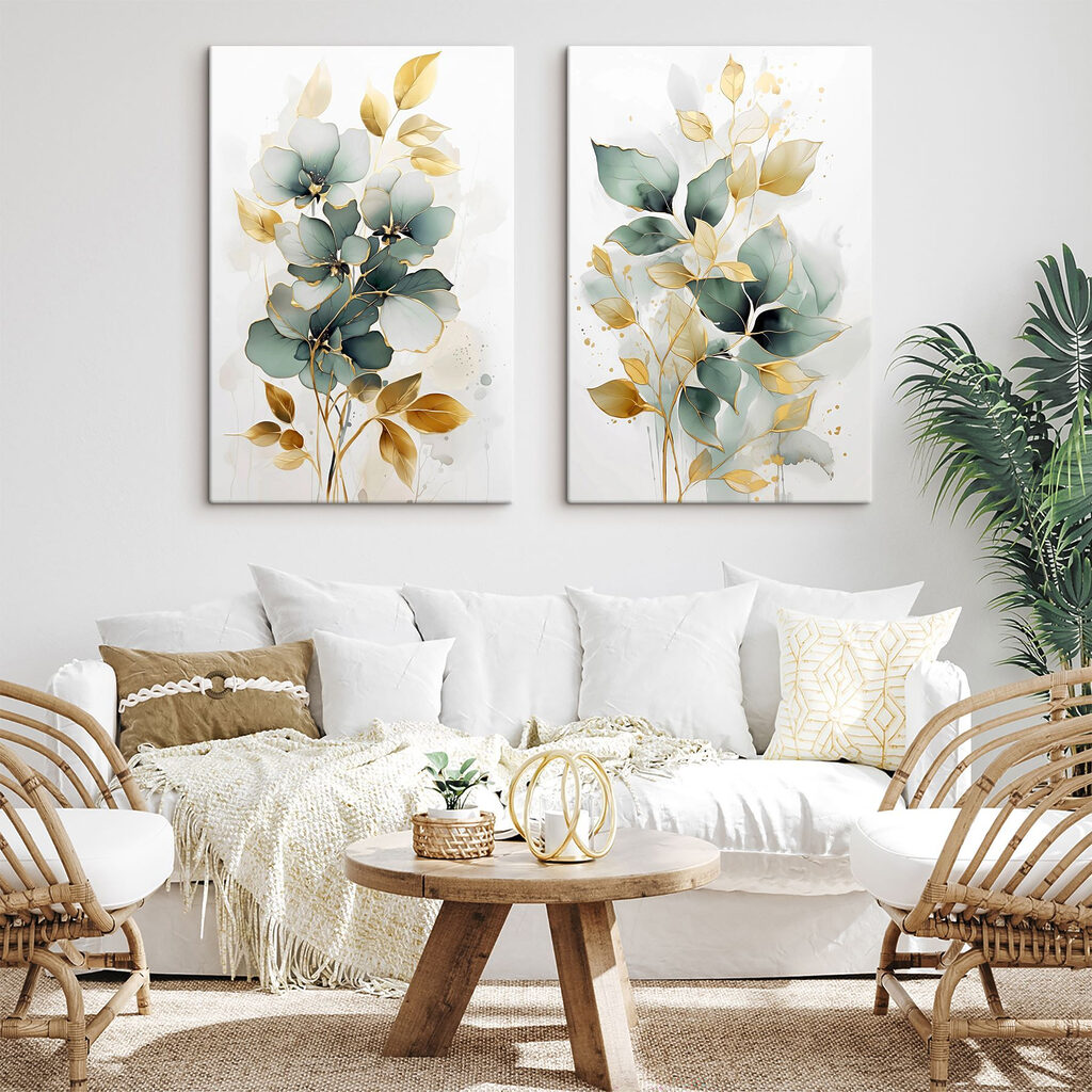Painting of flowers and leaves