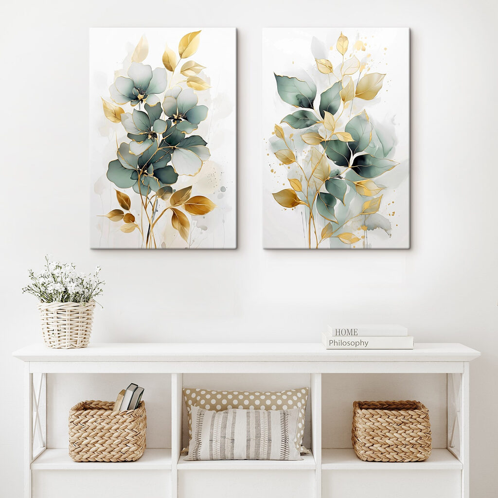 Painting of flowers and leaves