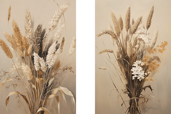 Painting of wheat and flowers