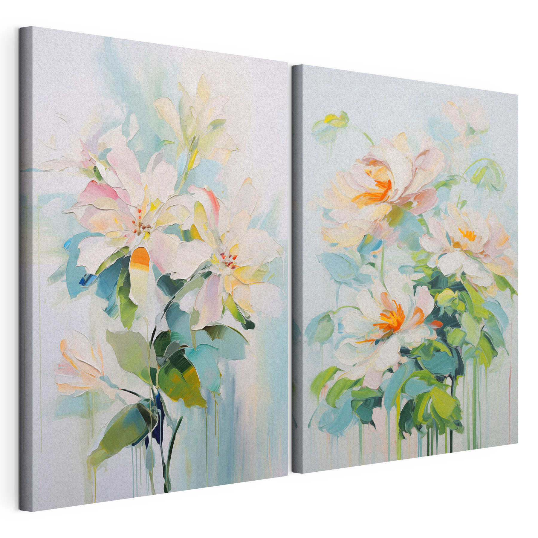 Painting of flowers on a white surface