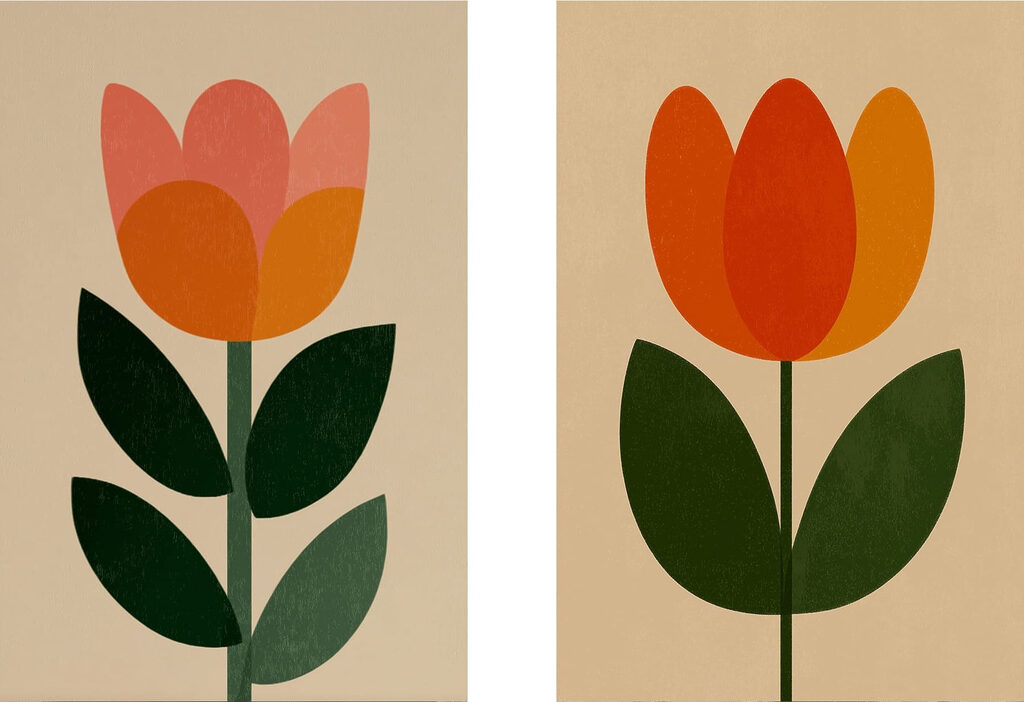 Couple of flowers with leaves Couple of flowers with leaves