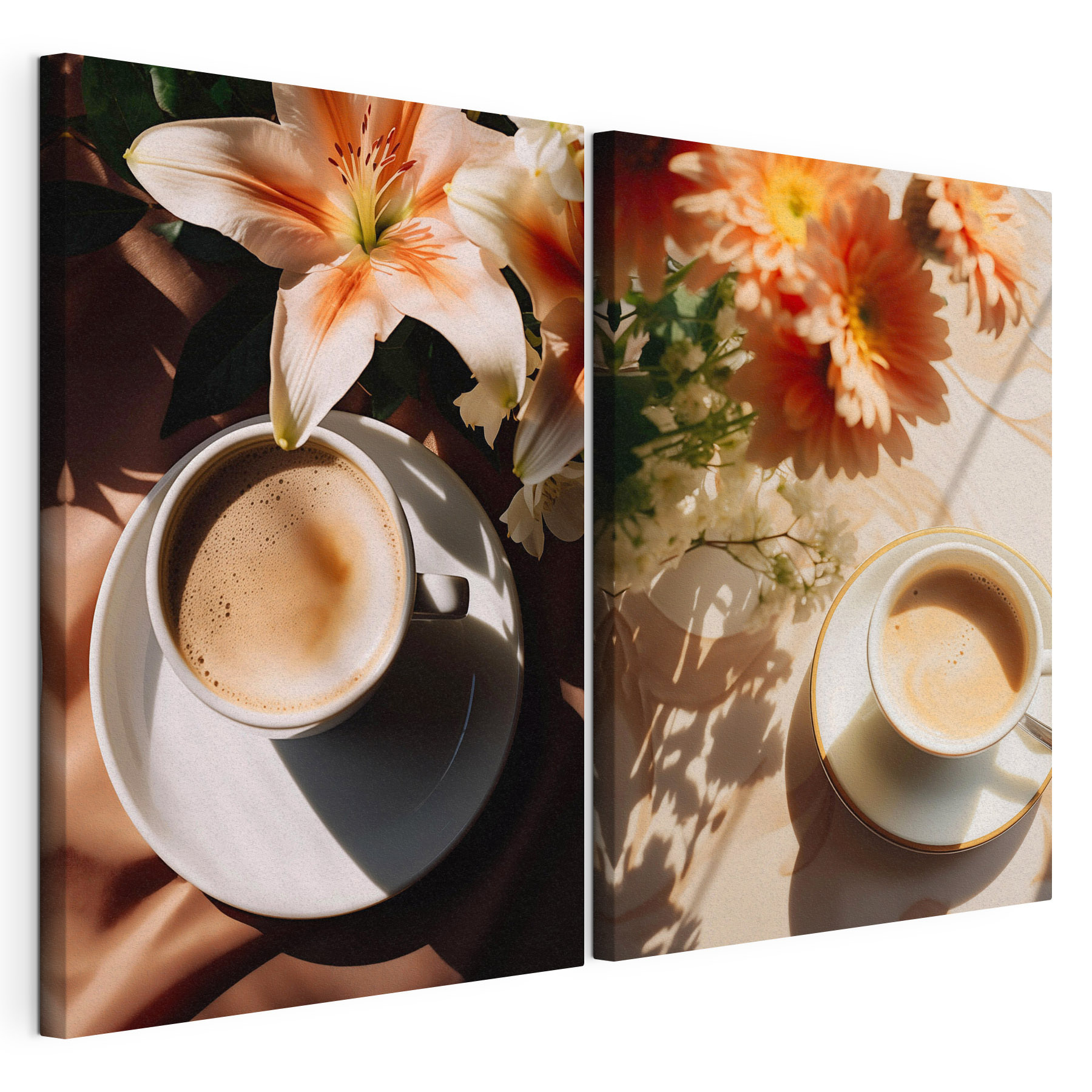 Cup of coffee with flowers