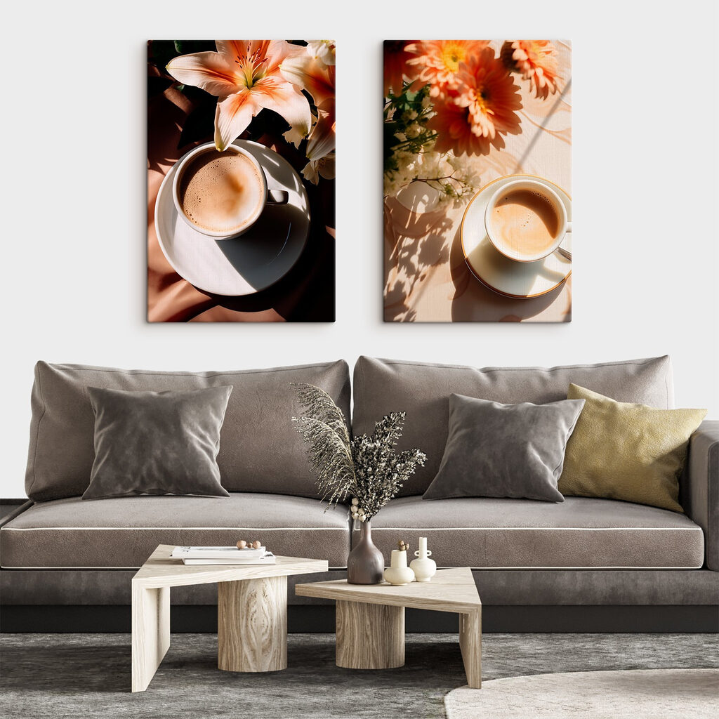 Cup of coffee with flowers