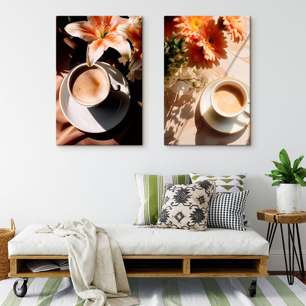 Cup of coffee with flowers
