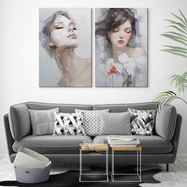 Two paintings of a woman