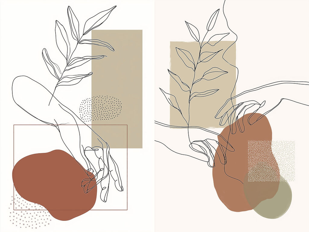Drawing of a hand holding a leaf Drawing of a hand holding a leaf