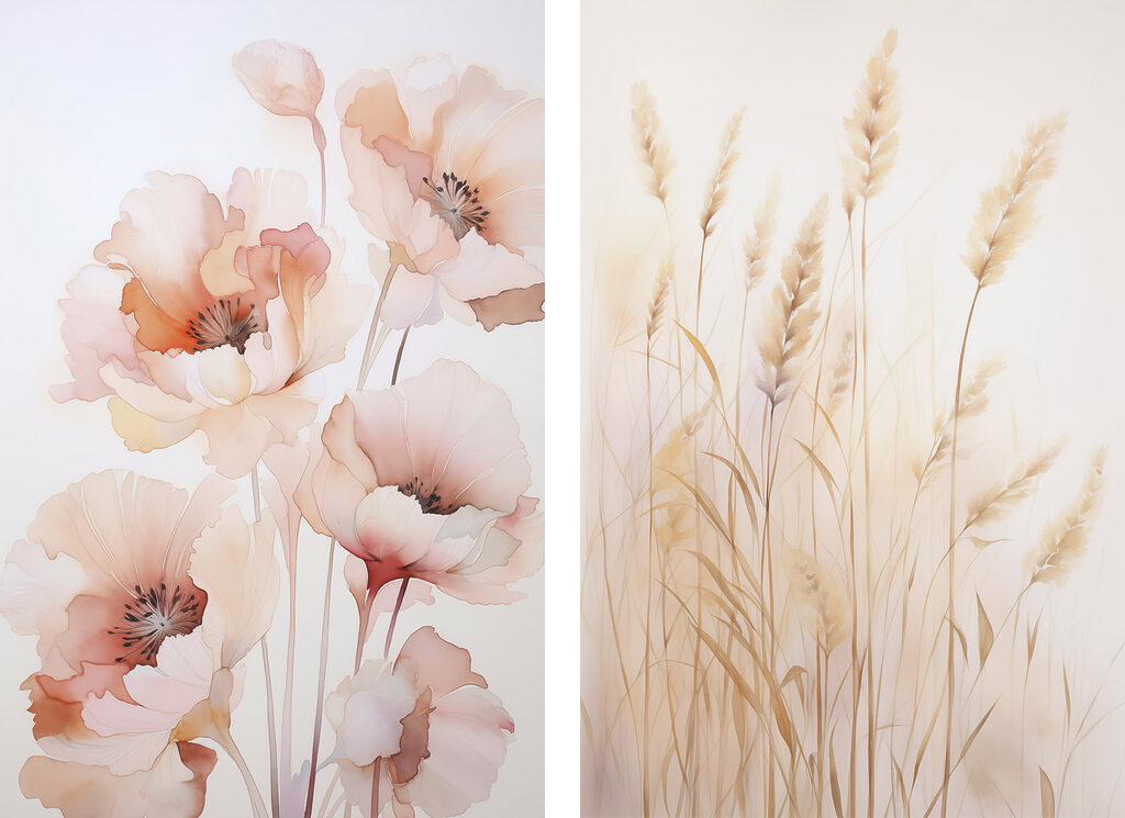 Painting of flowers and wheat Painting of flowers and wheat