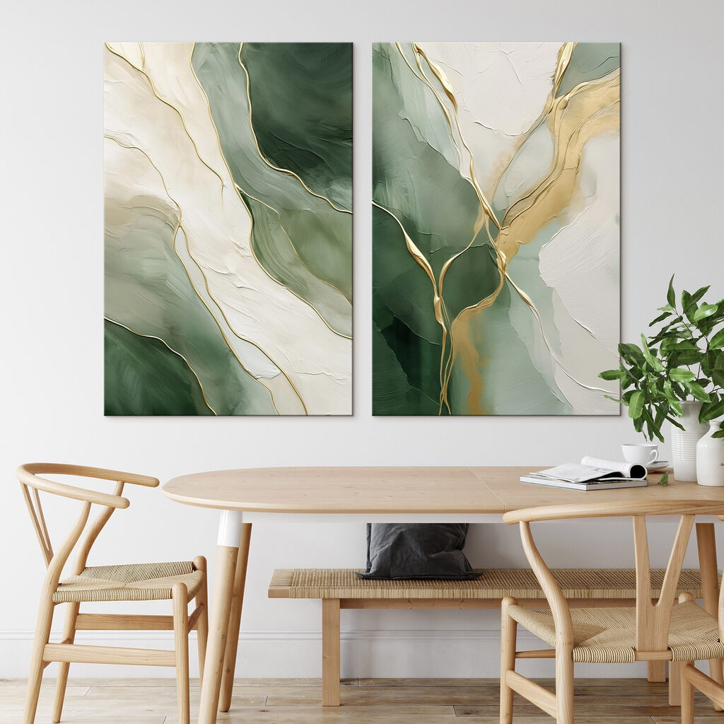 Painting of green and white colors