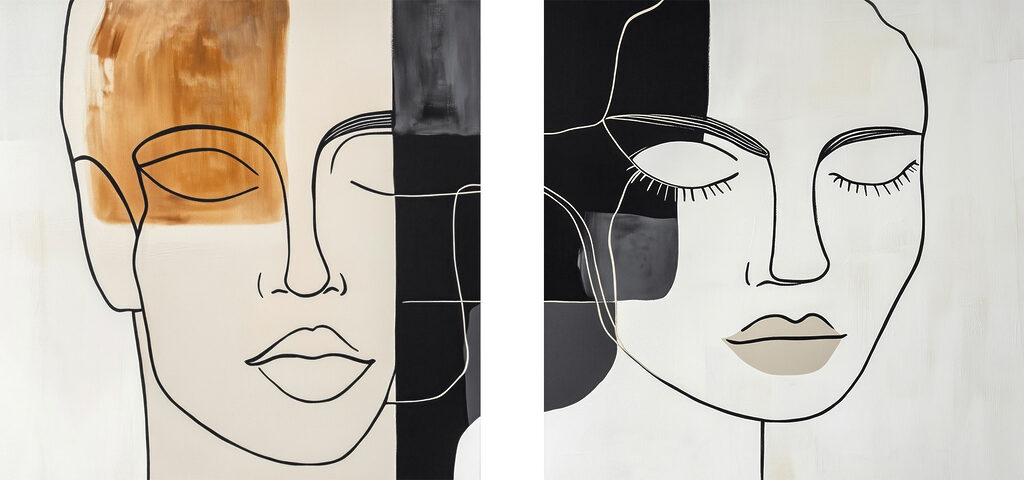 Painting of a woman's face Painting of a woman's face