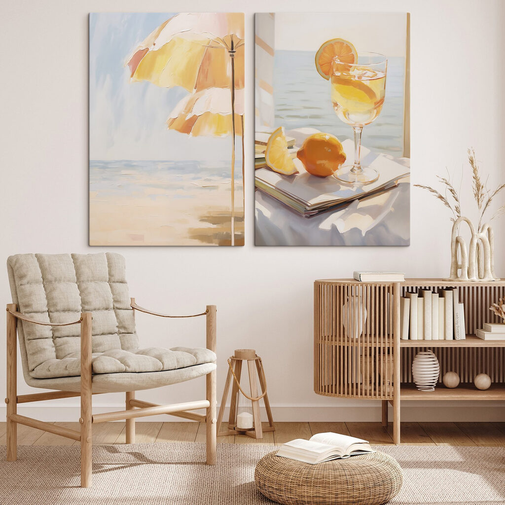 Painting of a drink and a lemon Painting of a drink and a lemon