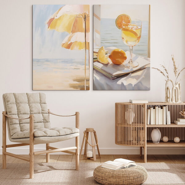 Painting of a drink and a lemon Painting of a drink and a lemon
