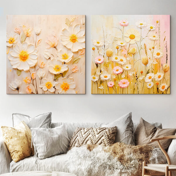 Painting of flowers on canvas