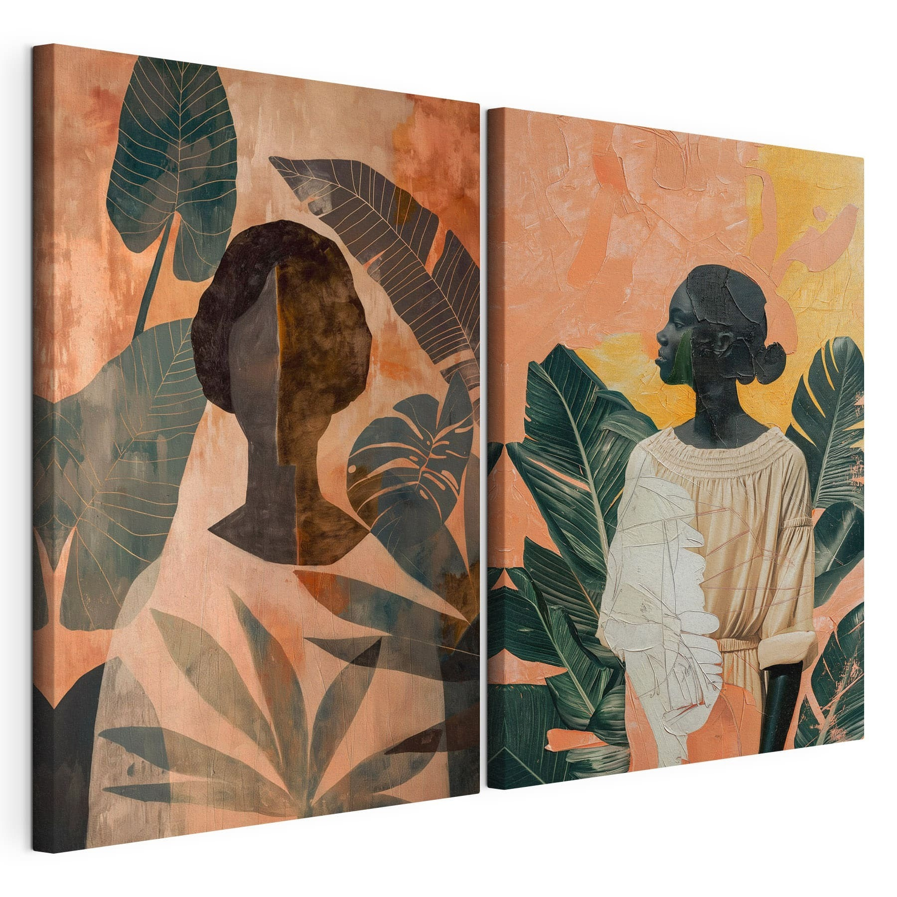 Collage of paintings of a woman and a woman with leaves Collage of paintings of a woman and a woman with leaves