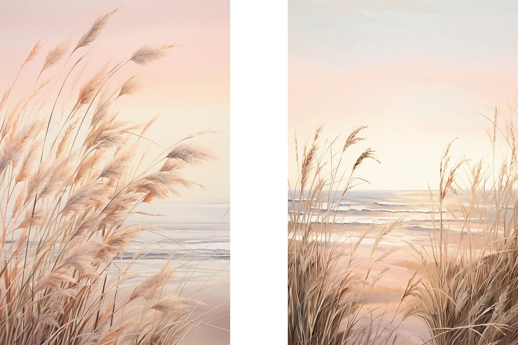 Soft grasses by the calm sea