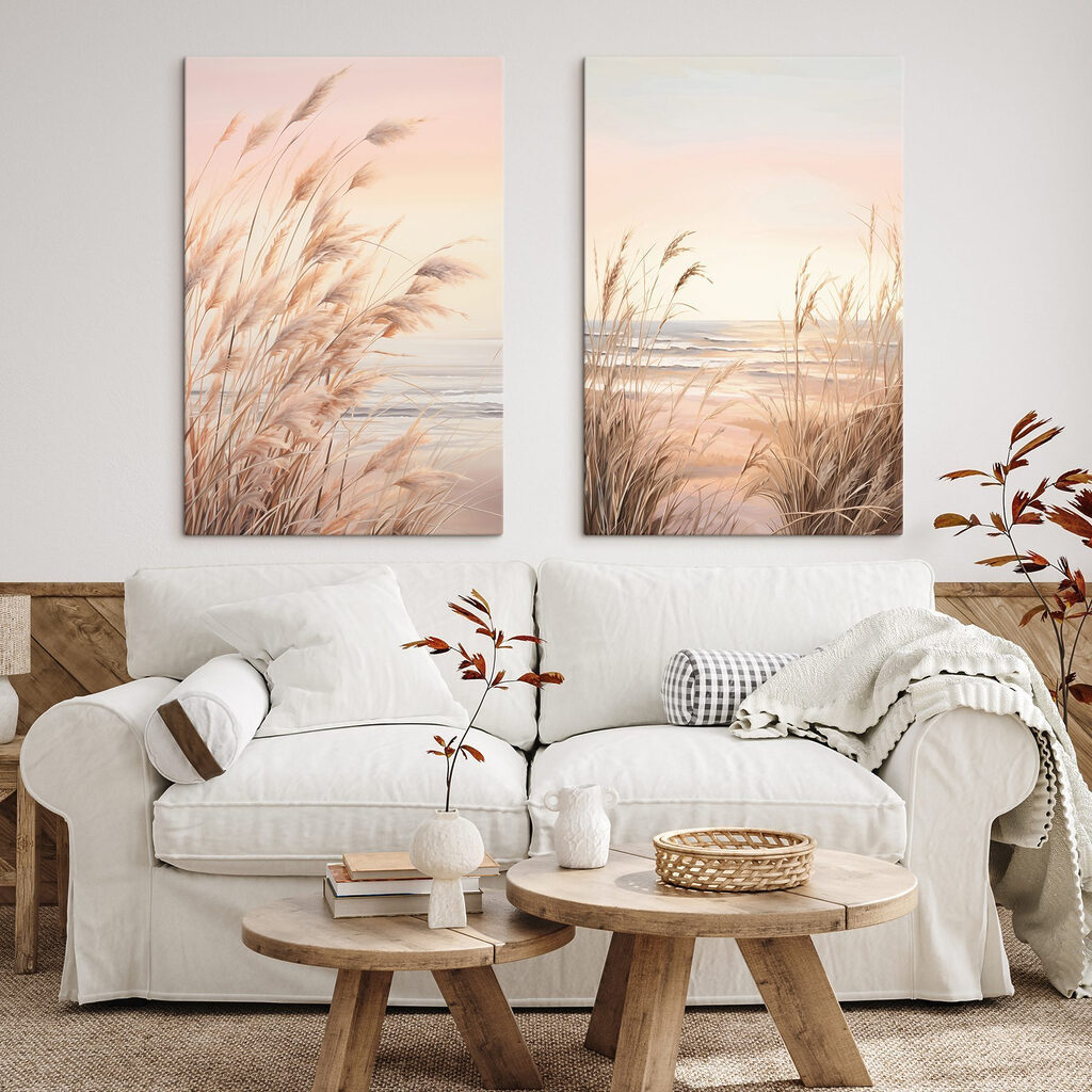 Soft grasses by the calm sea