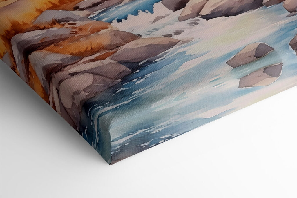 Group of paintings of a river and mountains Group of paintings of a river and mountains