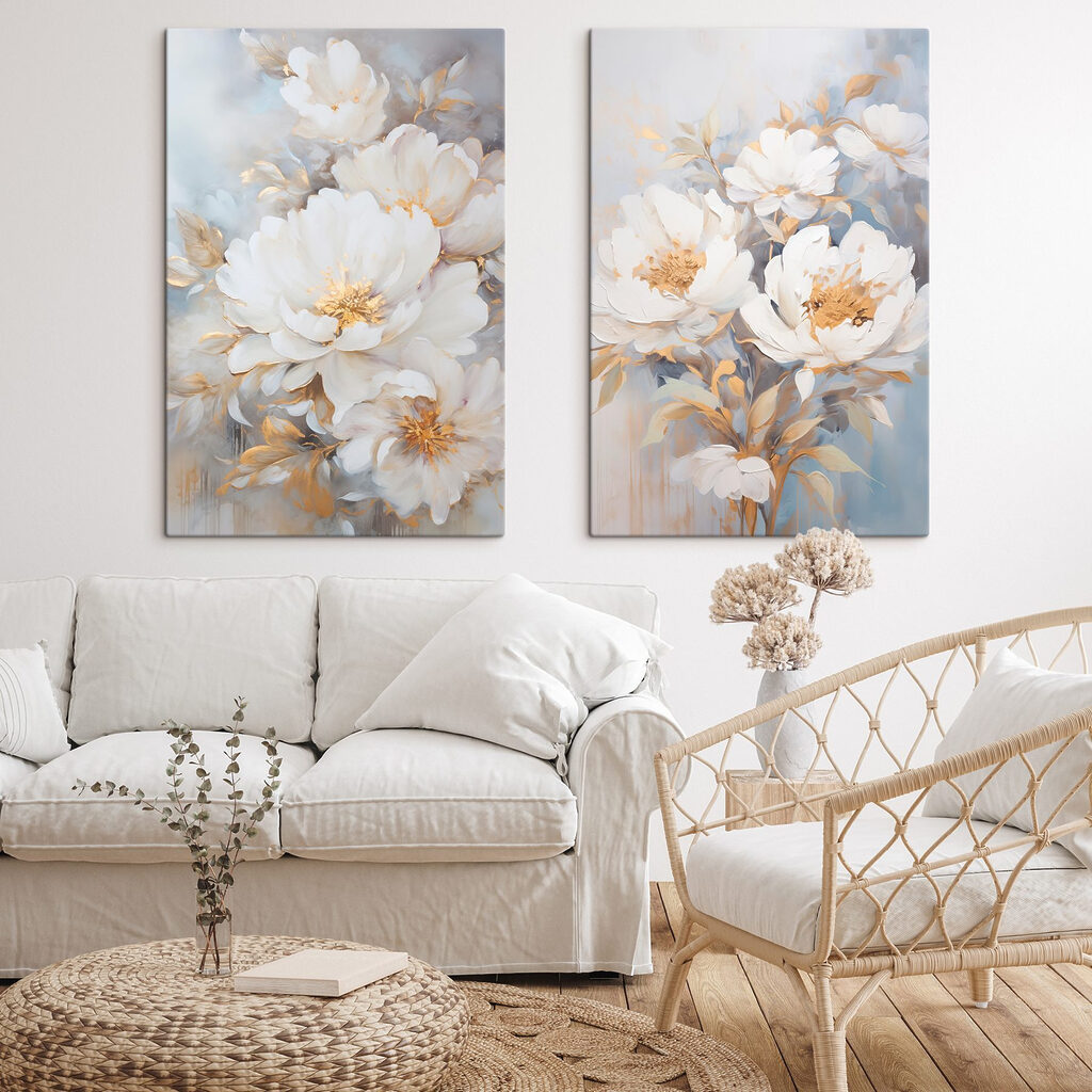 Painting of white flowers Painting of white flowers