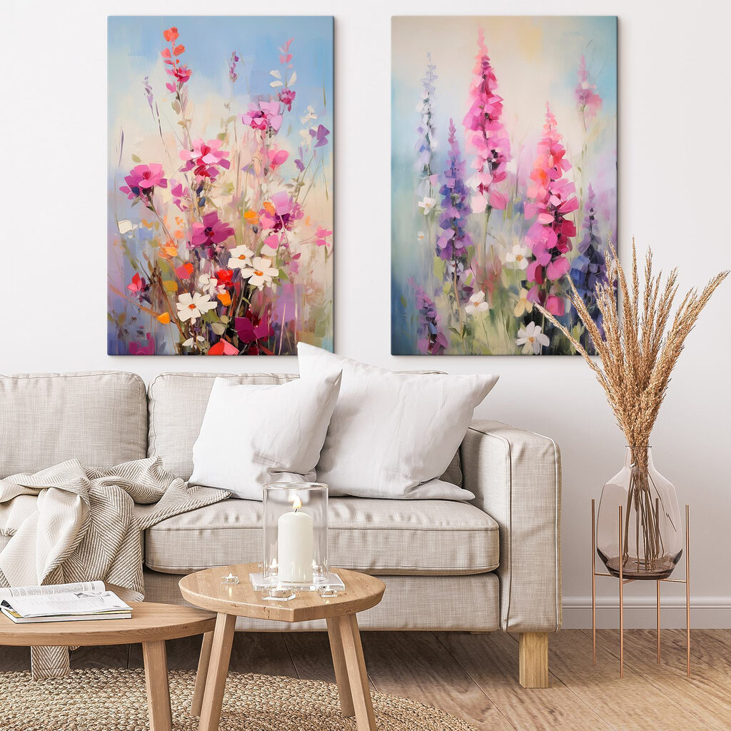 Painting of flowers in a field Painting of flowers in a field