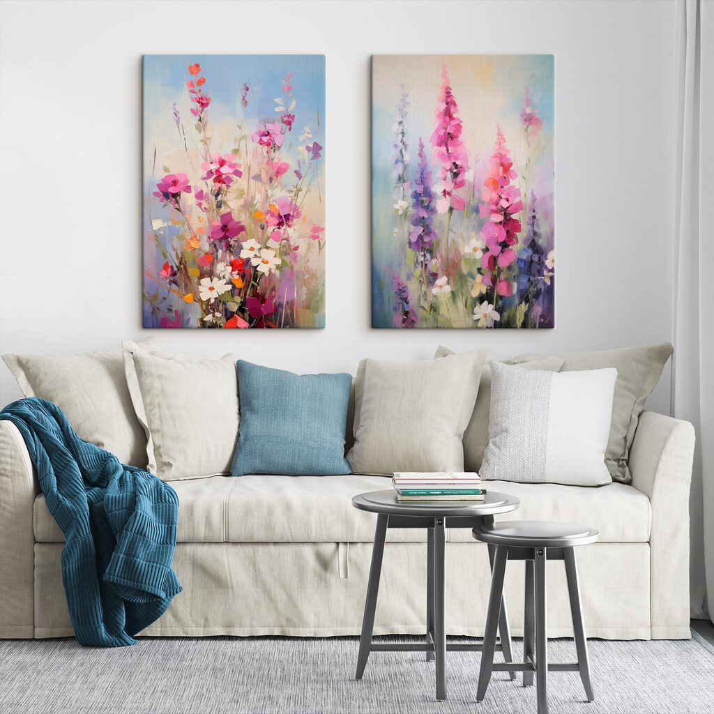 Painting of flowers in a field Painting of flowers in a field