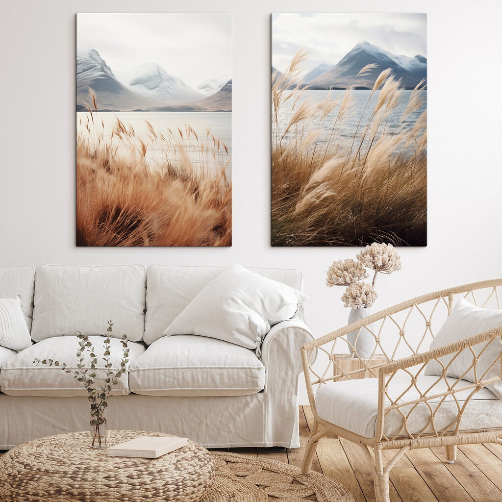 Serene landscape with swaying grass