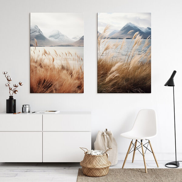 Serene landscape with swaying grass