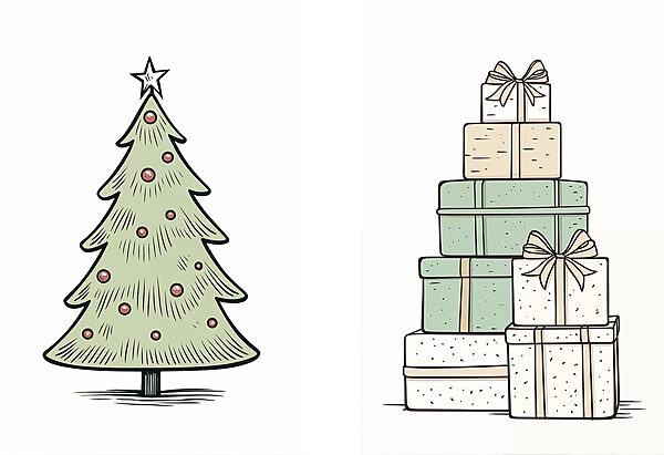 Christmas tree and presents