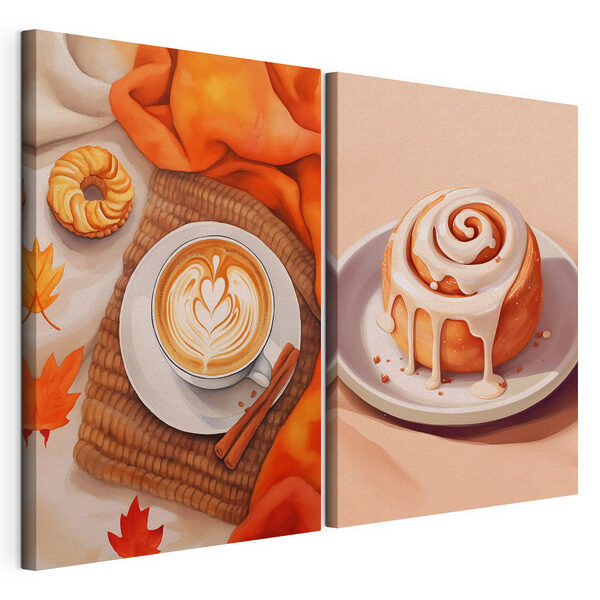 Cup of coffee and a cinnamon roll Cup of coffee and a cinnamon roll